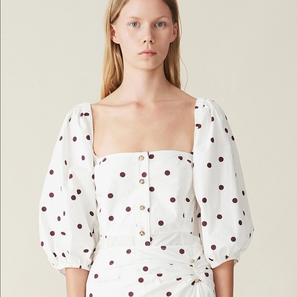 Ganni Tops - Ganni Printed Poplin Puff Sleeve Top NWOT